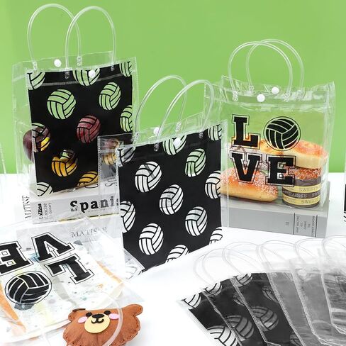 24Pcs Soccer Clear PVC Gift Bags With Handles Bulk Sport Theme Goodie Treat Candy Bags Team Present Wrap Tote Bags for Boys Birthday Party Favor Baby Shower Decorations Supplies in Saudi Arabia