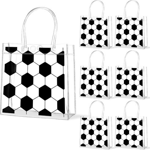 24Pcs Soccer Clear PVC Gift Bags With Handles Bulk Sport Theme Goodie Treat Candy Bags Team Present Wrap Tote Bags for Boys Birthday Party Favor Baby Shower Decorations Supplies in Saudi Arabia