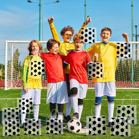 24Pcs Soccer Clear PVC Gift Bags With Handles Bulk Sport Theme Goodie Treat Candy Bags Team Present Wrap Tote Bags for Boys Birthday Party Favor Baby Shower Decorations Supplies in Saudi Arabia