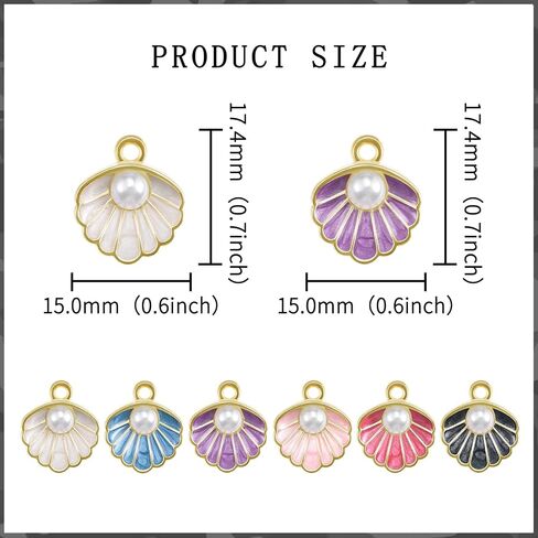 30Pcs Imitation Pearl Clam Shell Charms Alloy Enamel Seashell Beach Ocean Theme Pendant for Diy Crafts Earrings Bracelet Keychain Jewelry Making Supplies in Kuwait