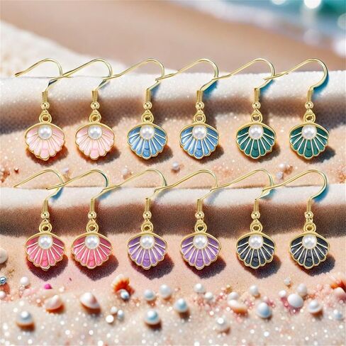 30Pcs Imitation Pearl Clam Shell Charms Alloy Enamel Seashell Beach Ocean Theme Pendant for Diy Crafts Earrings Bracelet Keychain Jewelry Making Supplies in Kuwait