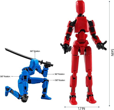4PCS T13 Action Figures Set Lucky 13 Action Figure Multi-Jointed Movable Toy for Kids(DIY Black-White-red-Blue) in Saudi Arabia