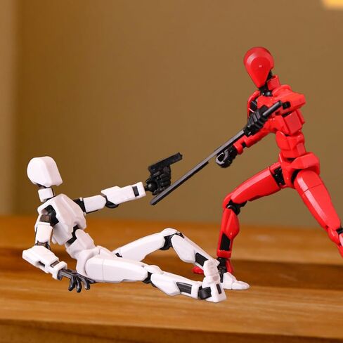 4PCS T13 Action Figures Set Lucky 13 Action Figure Multi-Jointed Movable Toy for Kids(DIY Black-White-red-Blue) in Saudi Arabia