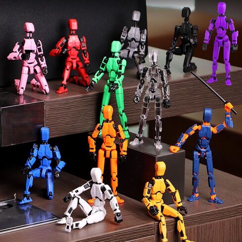 4PCS T13 Action Figures Set Lucky 13 Action Figure Multi-Jointed Movable Toy for Kids(DIY Black-White-red-Blue) in Saudi Arabia