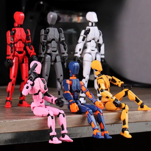 4PCS T13 Action Figures Set Lucky 13 Action Figure Multi-Jointed Movable Toy for Kids(DIY Black-White-red-Blue) in Saudi Arabia