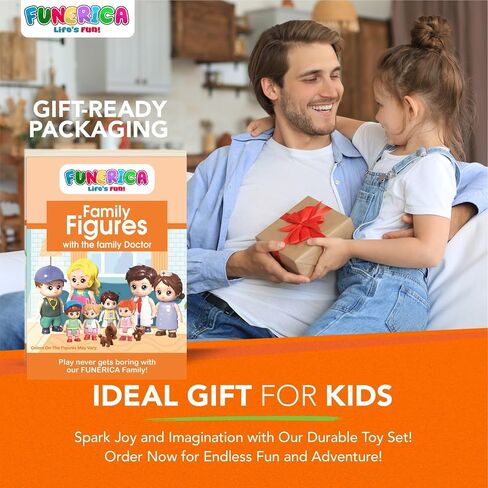 FUNERICA Dollhouse People Figures Playset - Adorable Dollhouse Family Members with Pets, Doctor, and Nurse. Little People Figures Doll House Accessories Toys in Kuwait