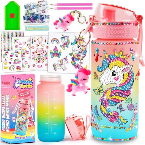 MDCGFOD Decorate Your Own Water Bottle Kits for Girls DIY Water Bottle for Girls Fun Arts and Crafts Gifts Toys Kits for 4-6-8-10 Year Old Girls Kids Birthday Christmas Gifts (Butterfly) in Saudi Arabia