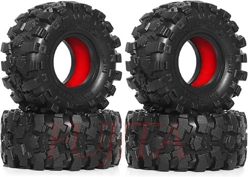 Fujita 1.0 ‘'Crawler Tyre 57 * 26mm مع إدراج سيليكون محسّن من أجل Trx4M F-150 محوري XC-1 RTR SCX24 AX24 FMS FCX24 1/18 1/24 RC Crawler Upgrade (Green) in Kuwait