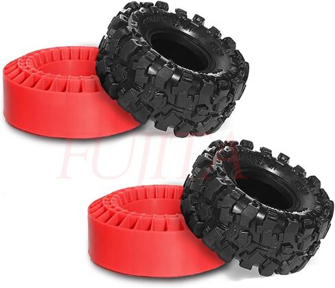 Fujita 1.0 ‘'Crawler Tyre 57 * 26mm مع إدراج سيليكون محسّن من أجل Trx4M F-150 محوري XC-1 RTR SCX24 AX24 FMS FCX24 1/18 1/24 RC Crawler Upgrade (Green) in Kuwait