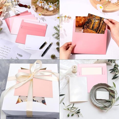 Zhanmai 400 Pack A7 Envelopes Bulk for Invitation 5 x 7 Self Adhesive Envelopes Gradient Colored for Gift Cards, Wedding, Greeting Letters, Mother's, Birthday Party 5.25 x 7.25 In, 120 GSM(Pink) in Kuwait