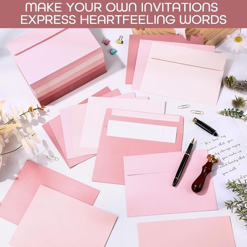 Zhanmai 400 Pack A7 Envelopes Bulk for Invitation 5 x 7 Self Adhesive Envelopes Gradient Colored for Gift Cards, Wedding, Greeting Letters, Mother's, Birthday Party 5.25 x 7.25 In, 120 GSM(Pink) in Kuwait