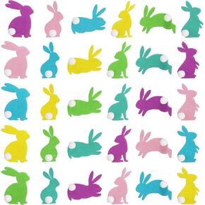 Jutom 120 Pcs Easter Bunny Felt Stickers for Kids Puffy Easter Stickers Pom Rabbit Bunny DIY Crafts with a Hairball Tail Egg Fillers for Home School Classroom Activities Party Decor