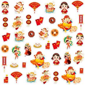 136PCS Chinese New Year Stickers for Kids Chinese 2025 Year of The Snake Stickers Lunar New Year Stickers Spring Festival Decals Stickers Party Supplies
