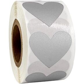 300Pcs Scratch Off Stickers 25mm Heart Shape Scratch Label Thank You Self Adhesive Scratch Off Stickers for Wedding Birthday Valentines Day (Silver)