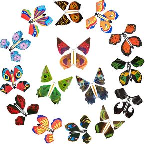 15 PCS Flutter Flutter Flutter Butterflies for Cards Magic Flying Flying Paper Rubber Band Butterfly Wind Up Butterflies for Card Insert Surprise Gift for Box Explosion (Style Vintage)