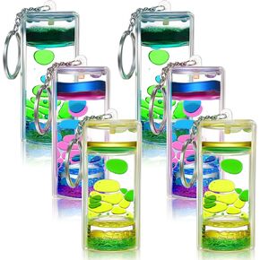 12 Pcs Liquid Motion Bubbler Keychains, Colorful Bubbler Sensory Toys, Liquid Timers Key Chain Fidget Keychain Stress Relief Gifts Calming Toys Party Favors Bag Pendant, 4 Styles (Vibrant Color)