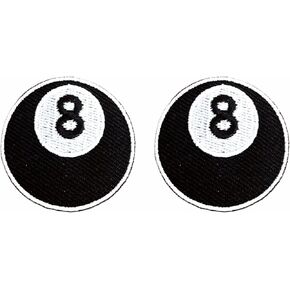 TH Set of 2 Tiny. Mini Eight 8 Ball Billiards Pool Emblem Badge Logo1 Patches Sew Iron on Embroidered Applique Badge Sign Patch Clothing Costume