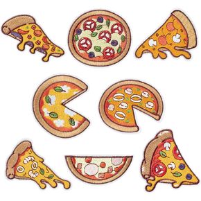 8 Pcs Pizza Embroidered Patches Cute Italian Fast Food Slice Sew/Iron on Applique Repair Patch Retro Fun DIY Craft Accessories Gifts for Pizza Lovers Enthusiasts Clothing Jacket Backpack Hat