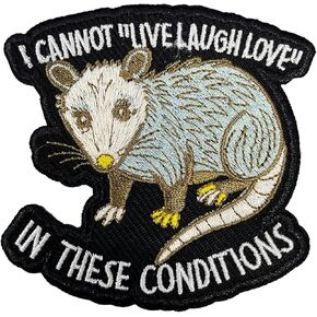 I Can't Live Laugh Love in These Conditions Embroidery Patches for Clothes Backpack Hats Jeans Bags, Size 3" Iron On Patch or Sew On Patches, Mental Health Applique Embroidery Patches