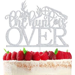 The Hunt is Over Cake Topper, Funny Hunting Wedding Shower Cake Decorations, Mr & Mrs Cake Decor, Deer Hunt Hunter Wedding/Bridal Shower/Anniversary Party Decoration Supplies