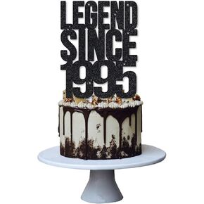 Legend Since 1995 Cake Topper for 30th Men and Women Birthday Party ，Funny 30 and Fabulous Decoration，Handmade - Black