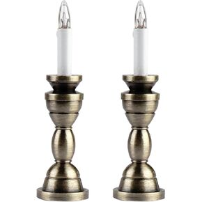 Waldosia 2PCS 1:12 Scale Dollhouse Miniature 12v Powered Candle Lamp Set (Brass)
