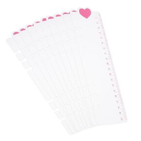 PATIKIL 8.7"x2.2" Bookmark Ruler, 10 Pack Snap-in Ruler Page Marker Book Mark Measuring Tools for 6-Hole Binder Notebook, Pink Heart Shape