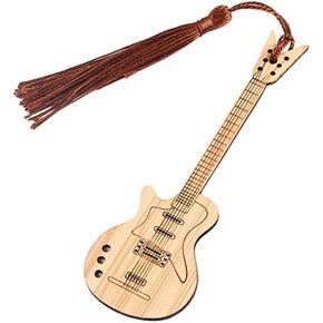 Alnicov Guitar Shape Bamboo Bookmark With Tassels For DIY Projects and Gifts Tags