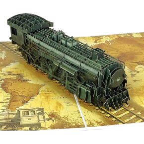 Vintage Steam Train 3D Pop-Up Card, Handcrafted Design for Father's Day, Birthdays, and Anniversaries – Meaningful Gift for Dad, Husband, Men, Boyfriend, Grandad, and Adults