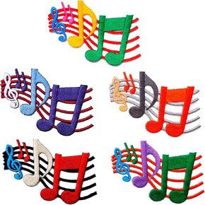 5 Colors Music Note Embroidered Iron on Patch Sheet Music Note Applique G Clef Patch Instrumental Piano Band Classical Music Patch