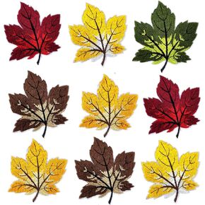 10pcs Fall Iron on Patch Maple Leaf Sew on/Iron on Patches for Clothes Cute Embroidery Appliques Patches Yellow Red Orange Green Leaf Deisgn for Fall Thanksgiving Patches for Hat Jeans