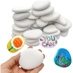 34PCS White Rocks for Painting, Flat DIY Painting Rocks, Small & Medium Smooth Rocks for Crafts, Arts,Decoration, Kindness Rocks Hand Picked for Painting
