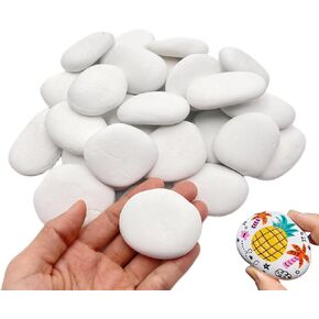 34PCS White Rocks for Painting, Flat DIY Painting Rocks, Small & Medium Smooth Rocks for Crafts, Arts,Decoration, Kindness Rocks Hand Picked for Painting