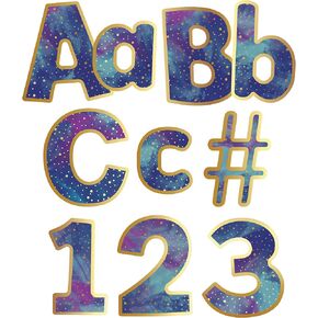 Carson Dellosa 219-Piece 4 Inch Galaxy Marble Cutout Letters for Bulletin Boards, Numbers, Punctuation & Symbols, Space Themed Bulletin Board Letters, Galaxy Classroom Letters for Bulletin Board