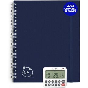 Panda Planner Ultimate 6-Month Productivity Planner with Focus Timer – Undated Spiral Planner with Monthly, Weekly & Daily Pages for Goal Setting, Gratitude & Habit Tracker – Navy