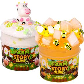 FinoClay 2 Pack Clear & Cloud Slime Kit for Kids ، قم بإنشاء موضوع ممتع للمحيطات ، ومجموعة Make Slime Premade ، و 8 ملحقات لطيفة ، و 2 Big Charms Pitty Play Play for Boys & Girls Ages 5-12+