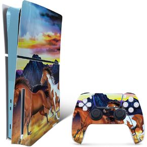 MightySkins Skin Compatible with PlayStation 5 Slim Disk Edition Bundle - Wild Horses | Protective, Durable, and Unique Vinyl Decal wrap Cover | Easy to Apply | Made in The USA