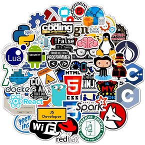Programming Symbols Stickers 50Pcs Waterproof,Removable,Cute,Beautiful,Suitable for Boys and Girls in Water Bottles,Phones,Laptop,Guitar,Car,Motorcycle,Cup,Piano,Scooter,Suitcase Vinyl Material.