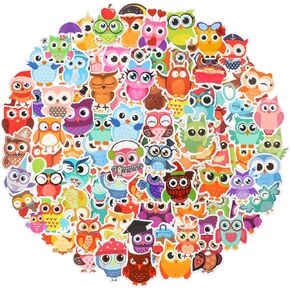 Sivak 320 Pcs Cartoon Owl Stickers Pack Waterproof Decal Stickers Owl Wall Decals Wisdom Clever Intelligent Cute Animal Vinyl Stickers for Halloween Water Bottle Laptop Decals Playroom, Classroom