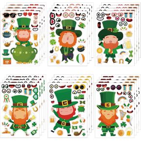 24 ورقة DIY St. Patrick's DIY DIY For Kids ، اجعل ملصقات Leprechauns الخاصة بك ملصقات لاصق الأيرلندية شامروك ملصقات St Patricks Day Labels لـ Party Favors Decoration (Style 1)