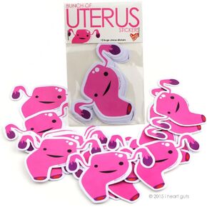 I Heart Guts Bunch of Uterus Stickers - 15 Uterus Stickers Pack