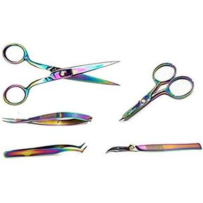 Tula Pink Collection Five-Piece Sewing Scissors and Tool Set, Rainbow Patina