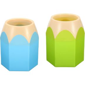 PATIKIL Pencil Holder, 2 Pack Pen Holder for Desk Cute Plastic Pencil Holder for Desk Pencil Holders Cup Organizer Pencil Shape, Blue Green
