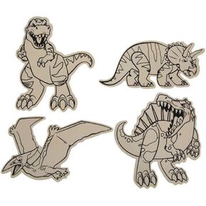 Dinosaur Wood Craft Cutouts Unfinished - Triceratops, Tyrannosaurus Rex, Pterodactyl, Spinosaurus - 12 Count