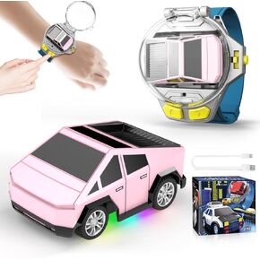 Watch Remote Control Car Toy, 2.4 GHz Mini RC Car Watch Toy with LED Lights USB Charging Wrist Controlled Small Racing Car Interactive Game Toy for Kids Boy Girl Birthday Christmas Party