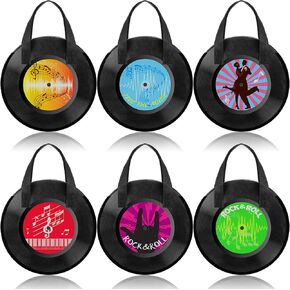 36 Pcs Rock and Roll Party Favors Bags 50s Music Party Tote Gift Bulk Non Woven Rock Retro Record Goodies Bags for Music Birthday