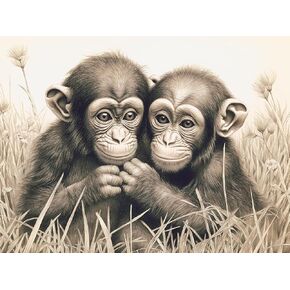 DIY 5D Full Drill Little Cute Monkey Square Diamond Art Painting by Number Kits for Adults and Embroidery Crystal Rhinestone Cross Stitch Animal Picture for Wall Decor Gift 40x30cm/15.8x11.8in
