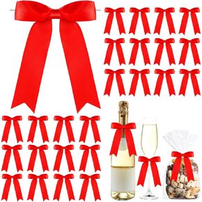 Riceshoot Twist Tie Bows 3.5x5 Inch Satin Ribbon Bow for Gift Wrapping Bag Cake Craft DIY Wedding Birthday Party Decor