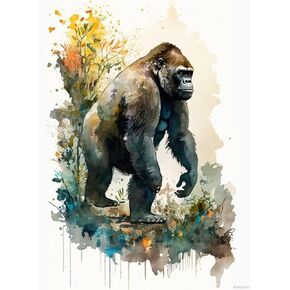 5D DIY Diamond Painting, Paint by Diamonds for Adults, Big Gorilla Diamond Painting Paint with Diamonds Round for Gift, Gem Art Craft Home Wall Decor 12x16 inch