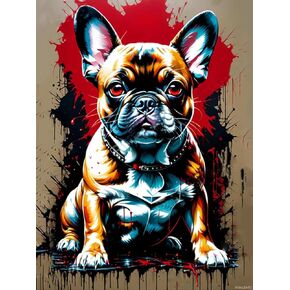 PUAGEMTI French Bulldog 5D Diamond Painting Kits for Adults Beginners, Animal Dogs Diamond Art Kits, DIY Full Round Drill Painting Diamonds Gem Art Home Wall Decor 12x16 inch